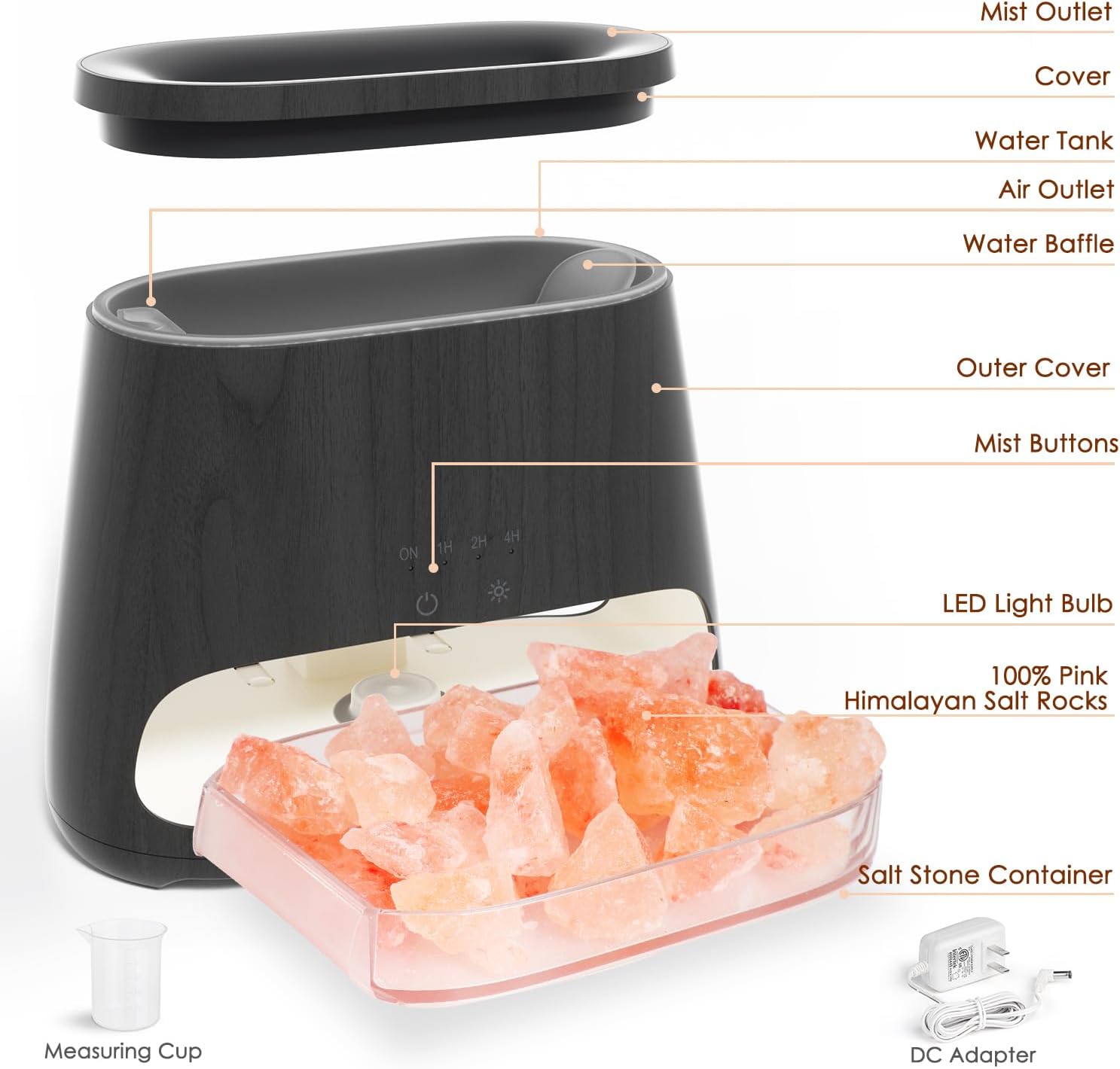 Thumbnail 6 de SALKING 2-in-1 Aroma Diffuser & Salt Range Lampen-Set (Flammeneffekt), 150 ml, Schwarz