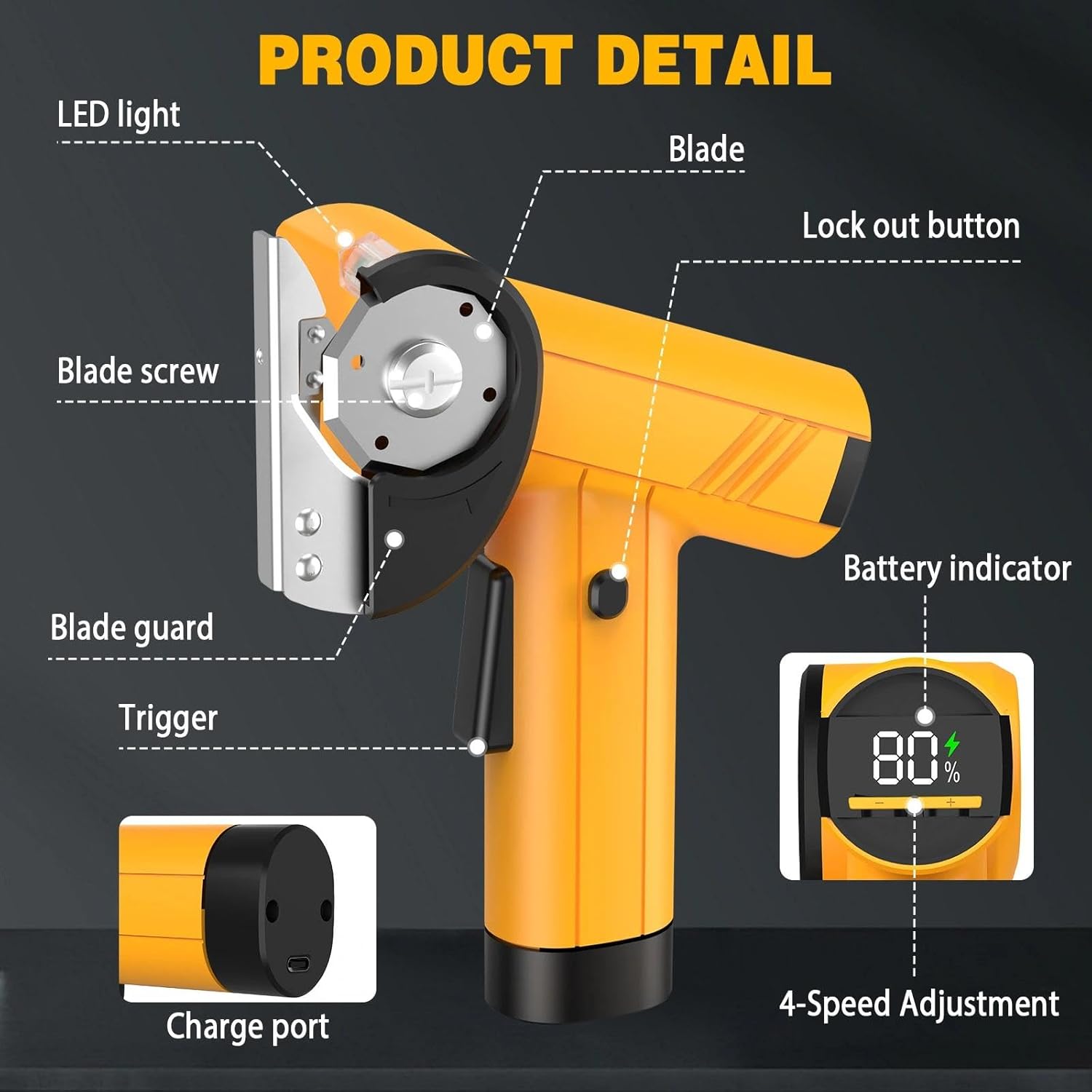 Thumbnail 1 de Cordless Electric Scissors with LED Display and Safety Lock (4-Speed, 2000mAh) for Cardboard, Fabric, Leather & More
