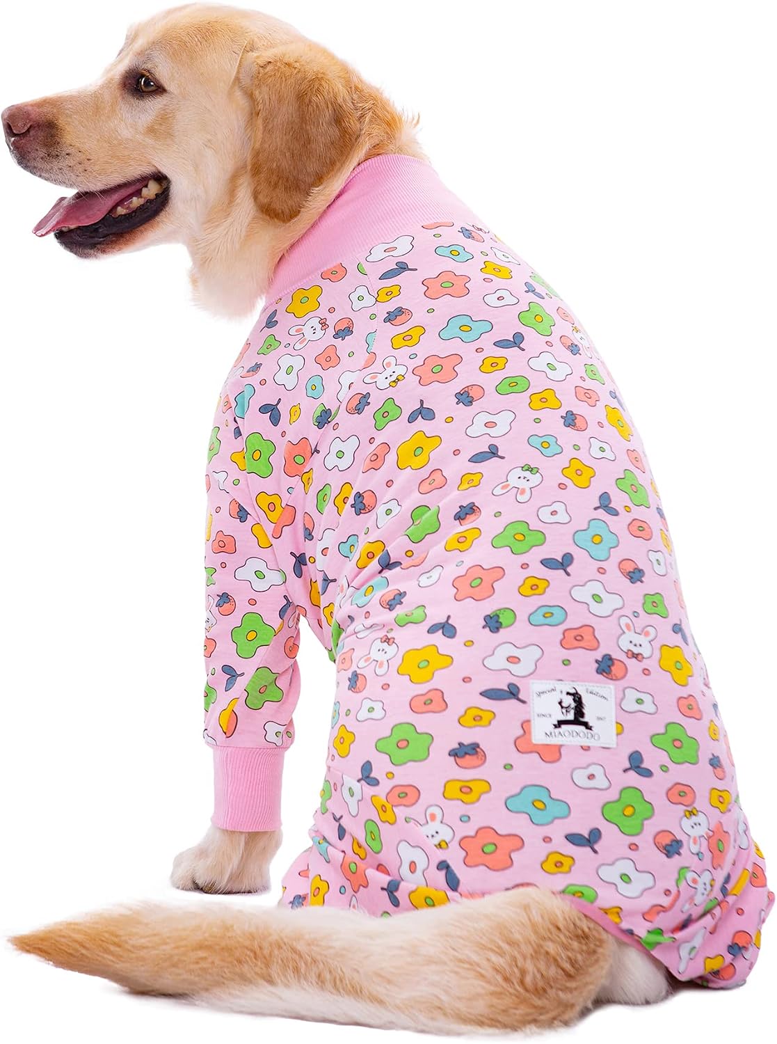 Detalle 2 de BT Bear Large Dog Clothes Elastic Recovery Onesie Jumpsuit for Medium to Large Dogs (4XL, Pink Flowers)