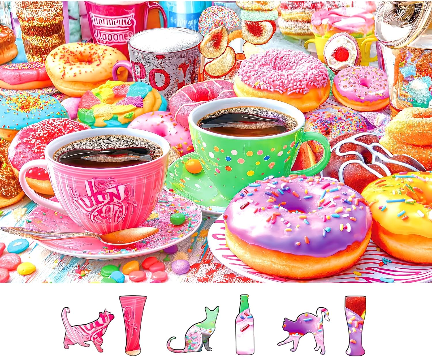 Detalle de 500 Pieces Coffee & Donuts Jigsaw Puzzle for Adults (23"x15")