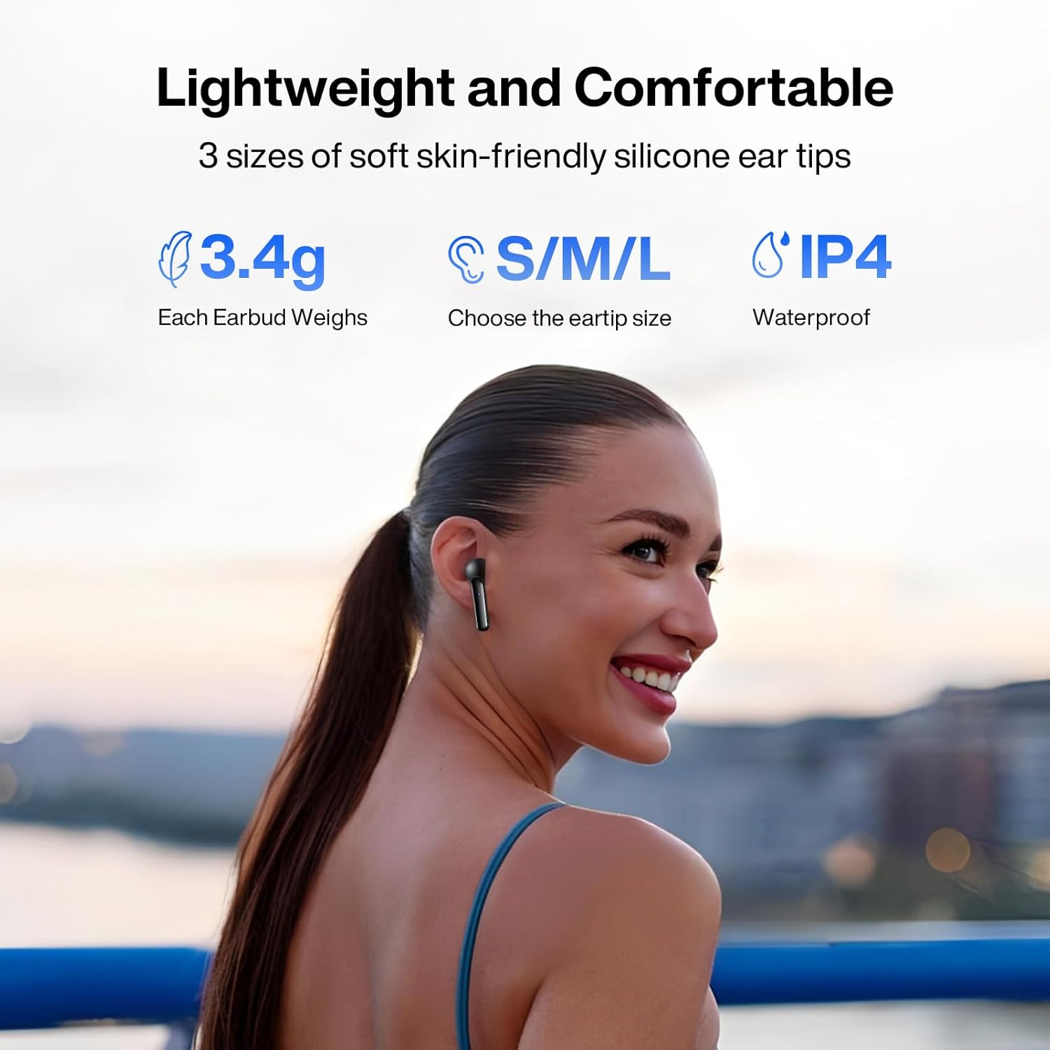 Detalle de AIR7 Wireless Earbuds (Bluetooth 5.3) with 4 ENC Noise Cancelling Mics, HiFi Bass & 45H Playtime, USB‑C