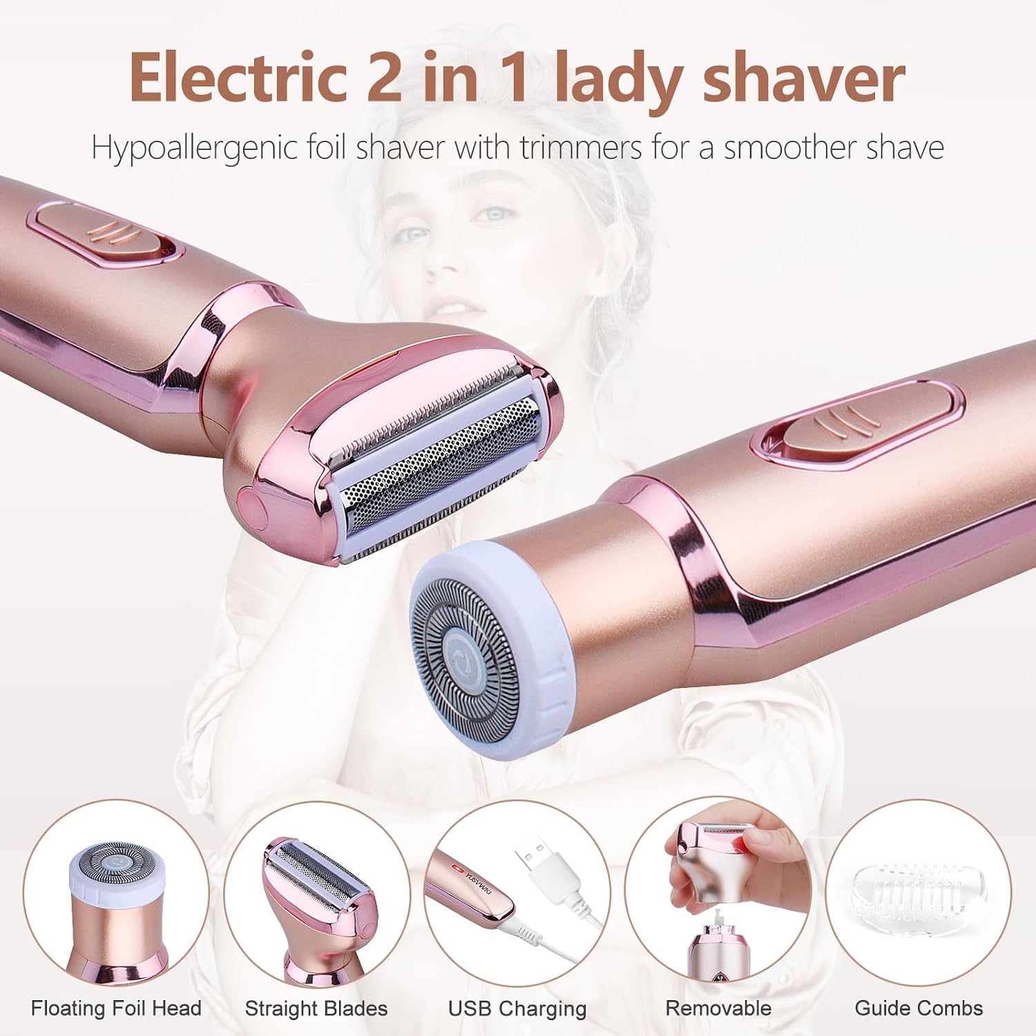 Thumbnail 2 de Lady Shaver for Women 2-in-1 Electric Shaver — Wet & Dry, USB Rechargeable