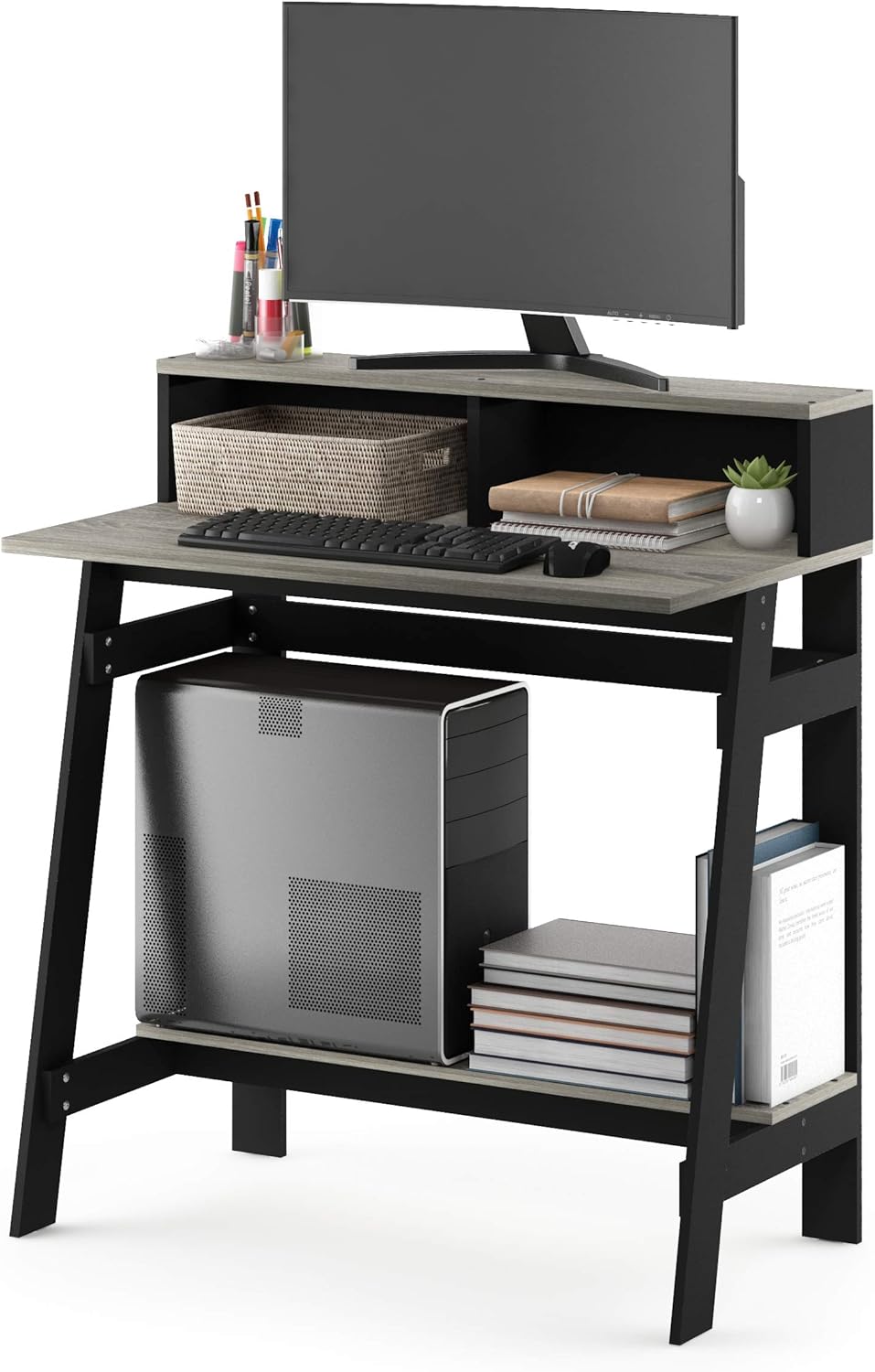 Detalle de Furinno Simplistic A-Frame computer desk in Black & French Oak