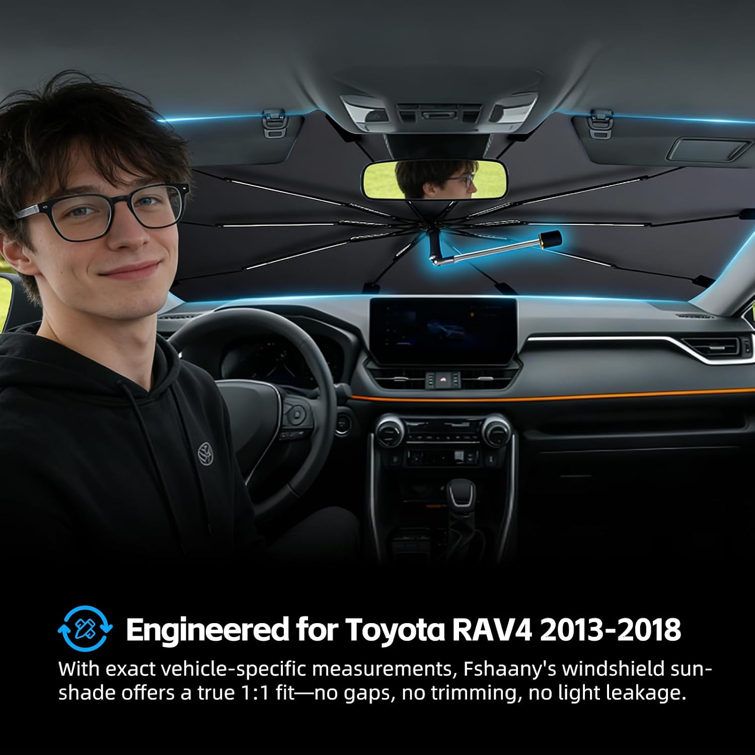 Thumbnail 1 de FSHAANY Windshield Sun Shade Umbrella for Toyota RAV4 (2013–2018)