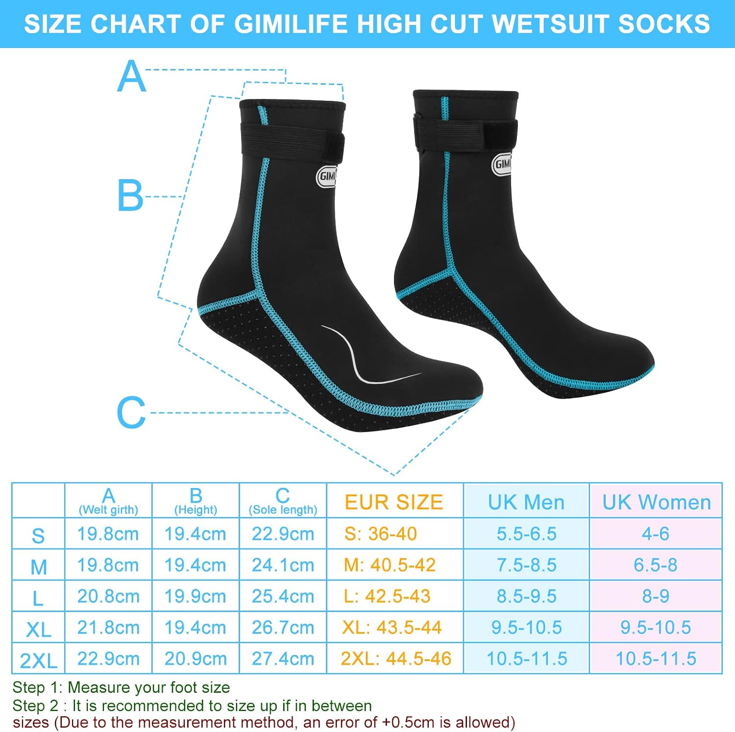 Detalle de Gimilife Neopren-Socken (3 mm) – Wassersocken für Tauchen, Schnorcheln, Schwimmen & mehr