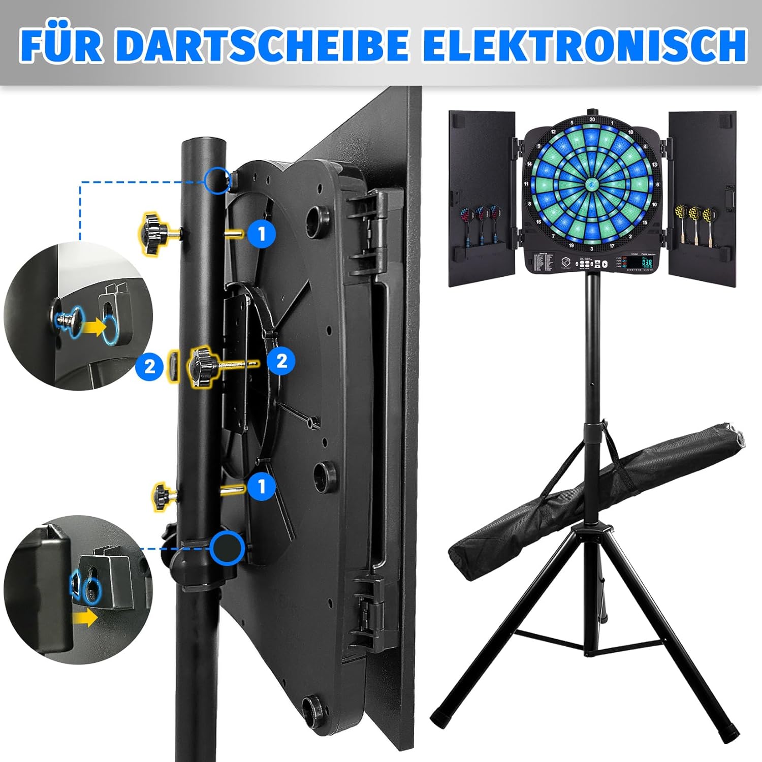 Thumbnail 2 de Turnart Dartständer für Dartscheibe – verstellbar, 106–200 cm, stabiler Metallständer mit Tragetasche