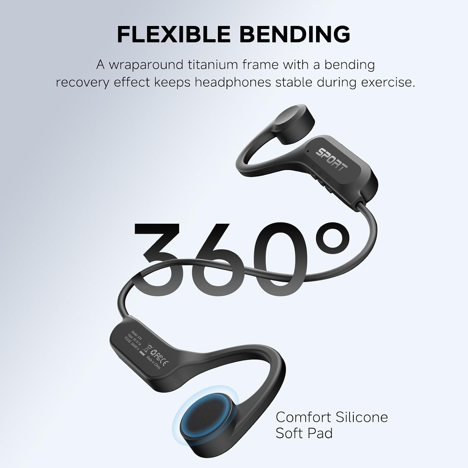 Detalle 2 de Yorlu Bone Conduction Headphones with Bluetooth 5.4