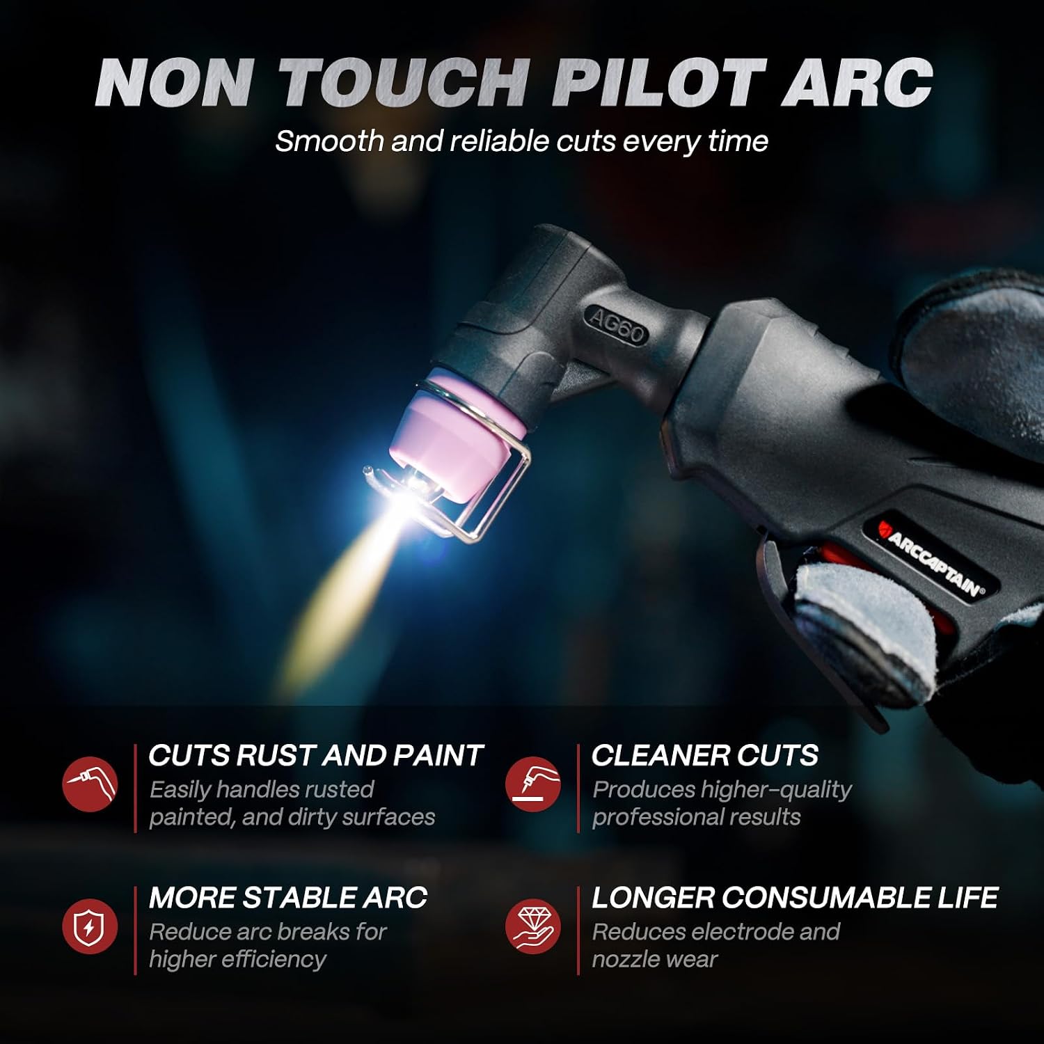 Detalle 1 de ARCCAPTAIN Cut 55-LED Plasma Cutter, 55A Dual Voltage, Non-Touch Pilot Arc