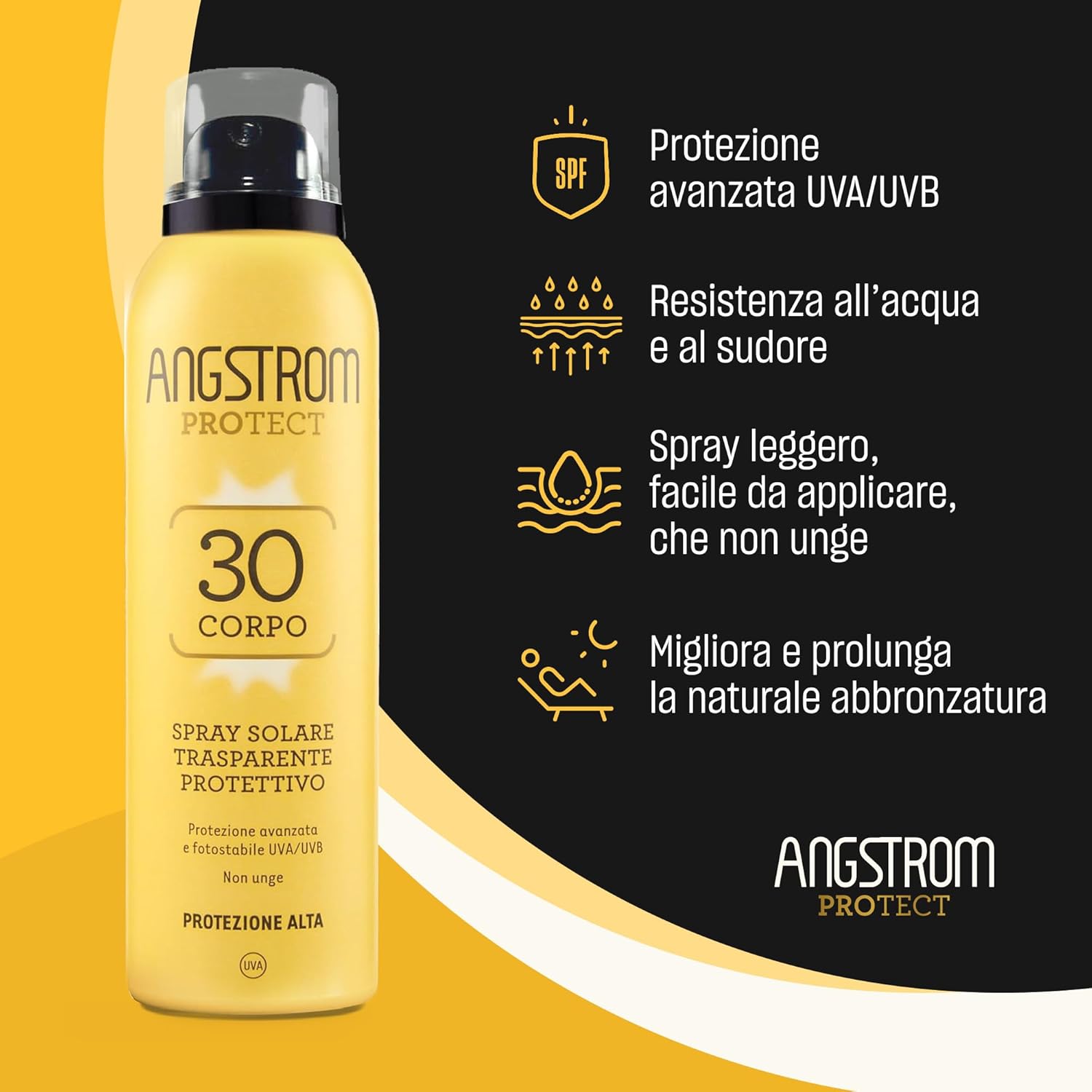 Detalle 2 de Angstrom Protect Spray Solare Trasparente SPF 30, 200 ml — protezione efficace e assorbimento immediato