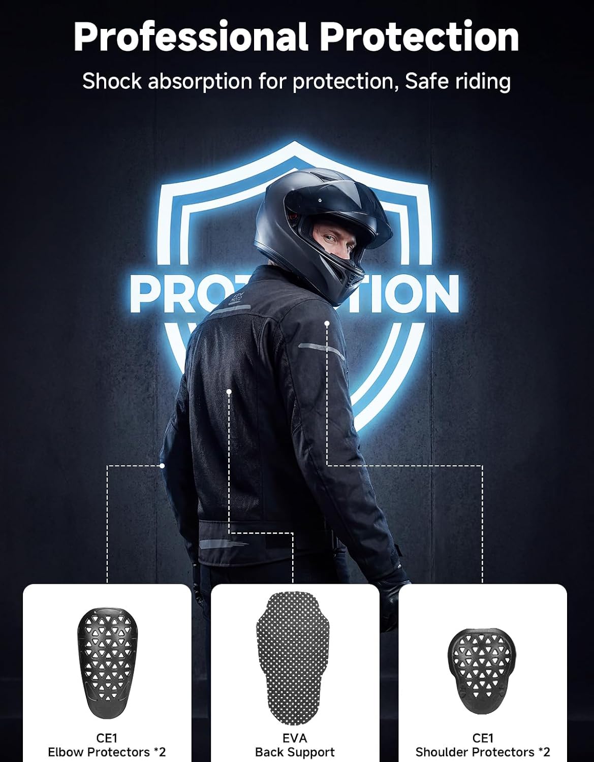Thumbnail 2 de KEMIMOTO Motorcycle Jacket for Men with CE Armor and ESA Rebound Mesh