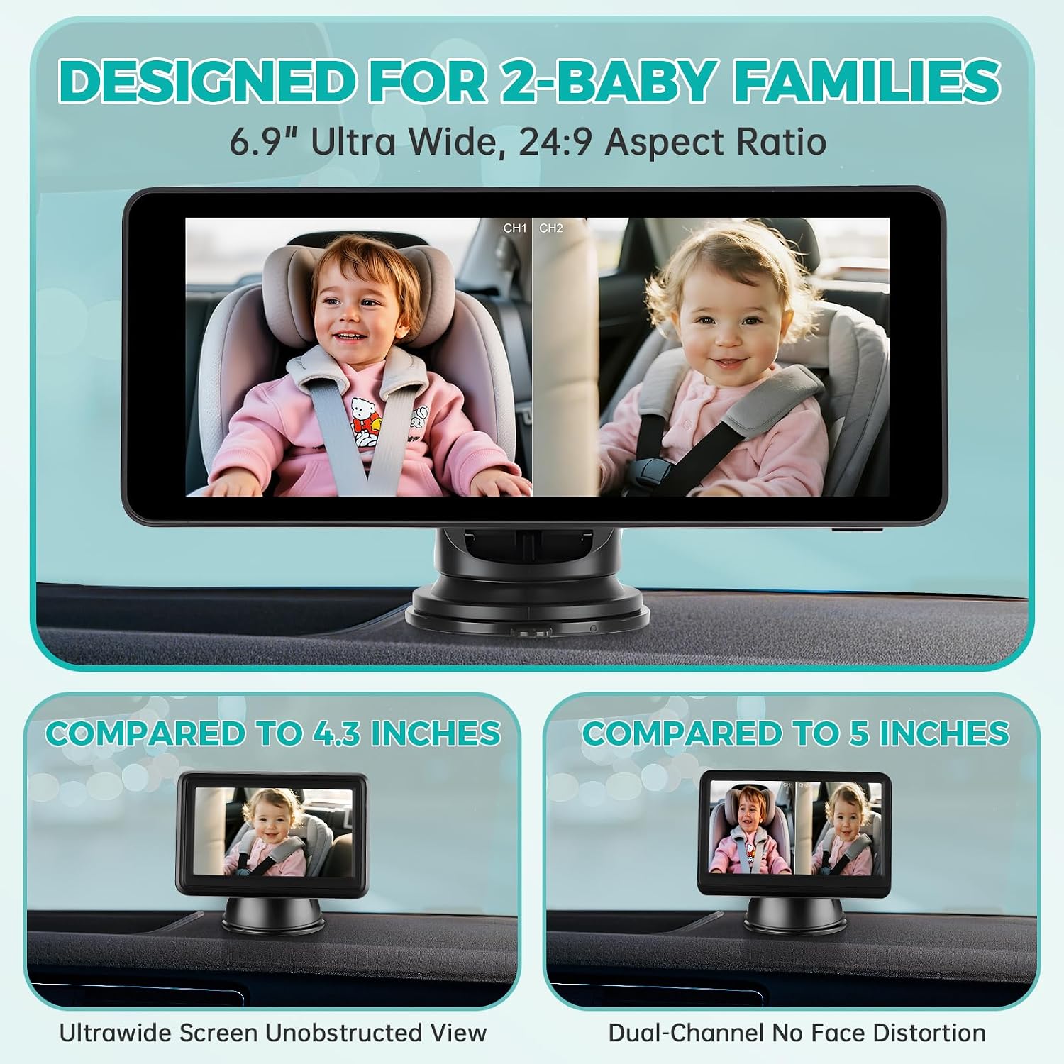 Detalle de GEARCELL Baby Car Camera 1080P monitor