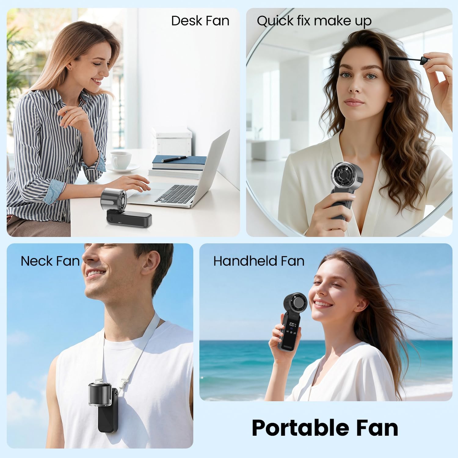 Thumbnail 4 de HappyGoo Portable Handheld Fan: 1–100 Speed, Turbo Airflow & 120° Foldable Desk Fan