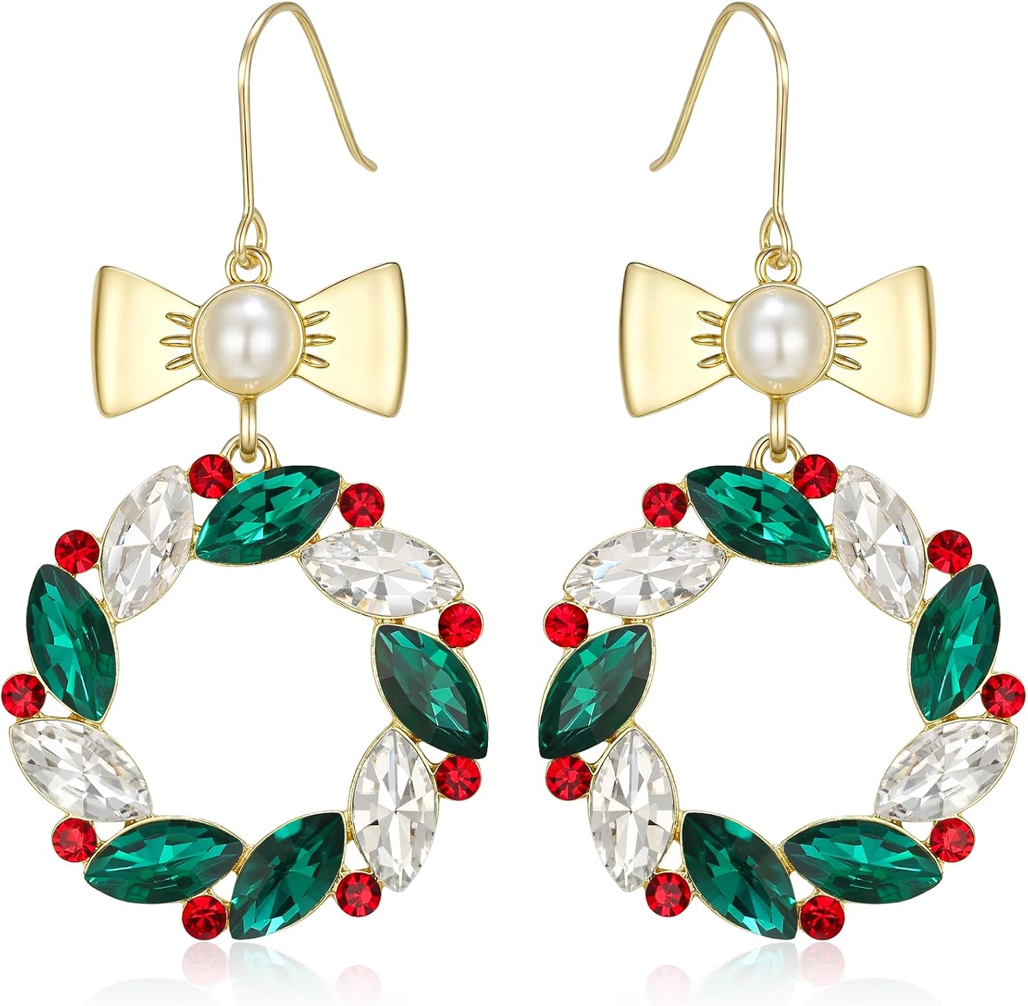 Detalle de Boucles d’oreilles Clearine Femme “Série de Noël” – pendentif étoile / forme arbre de Noël