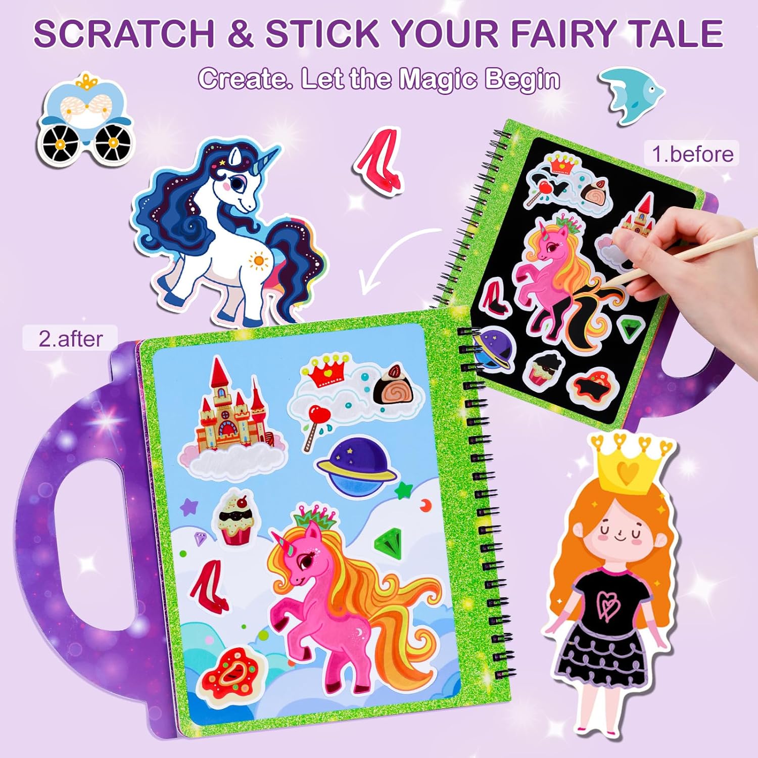Thumbnail 3 de DICAO Scratch Art Gift Set for Girls Aged 5–10