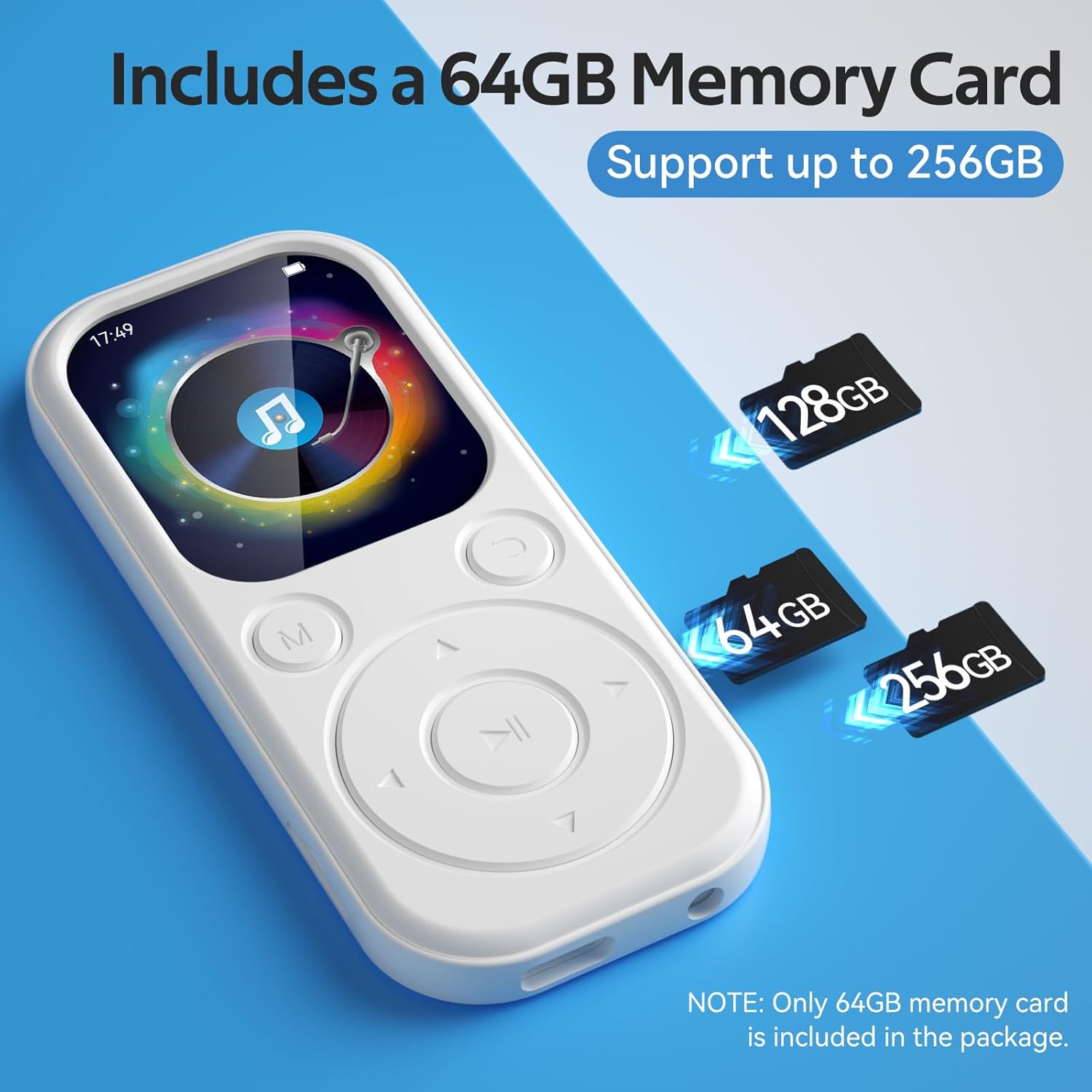 Thumbnail 5 de Olycism 64GB MP3 Player with Bluetooth – 2.01" Display, HiFi Sound, FM Radio, and More