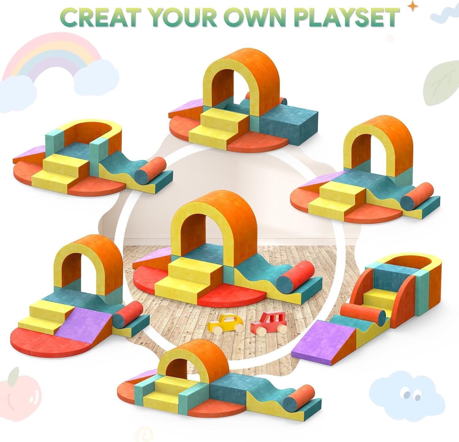 Detalle de LOVIVO 10 PCS Soft Play Set: Colour Foam Climbing Blocks for Toddlers