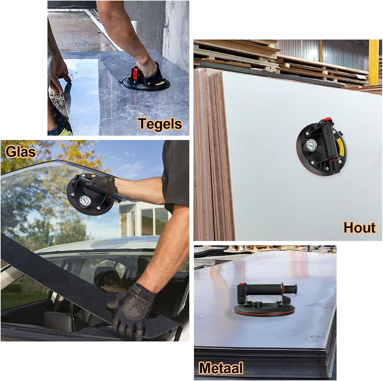 Detalle 2 de TQPXZO set van 2 vacuümheffers van 8 inch met manometer, max. 230 kg