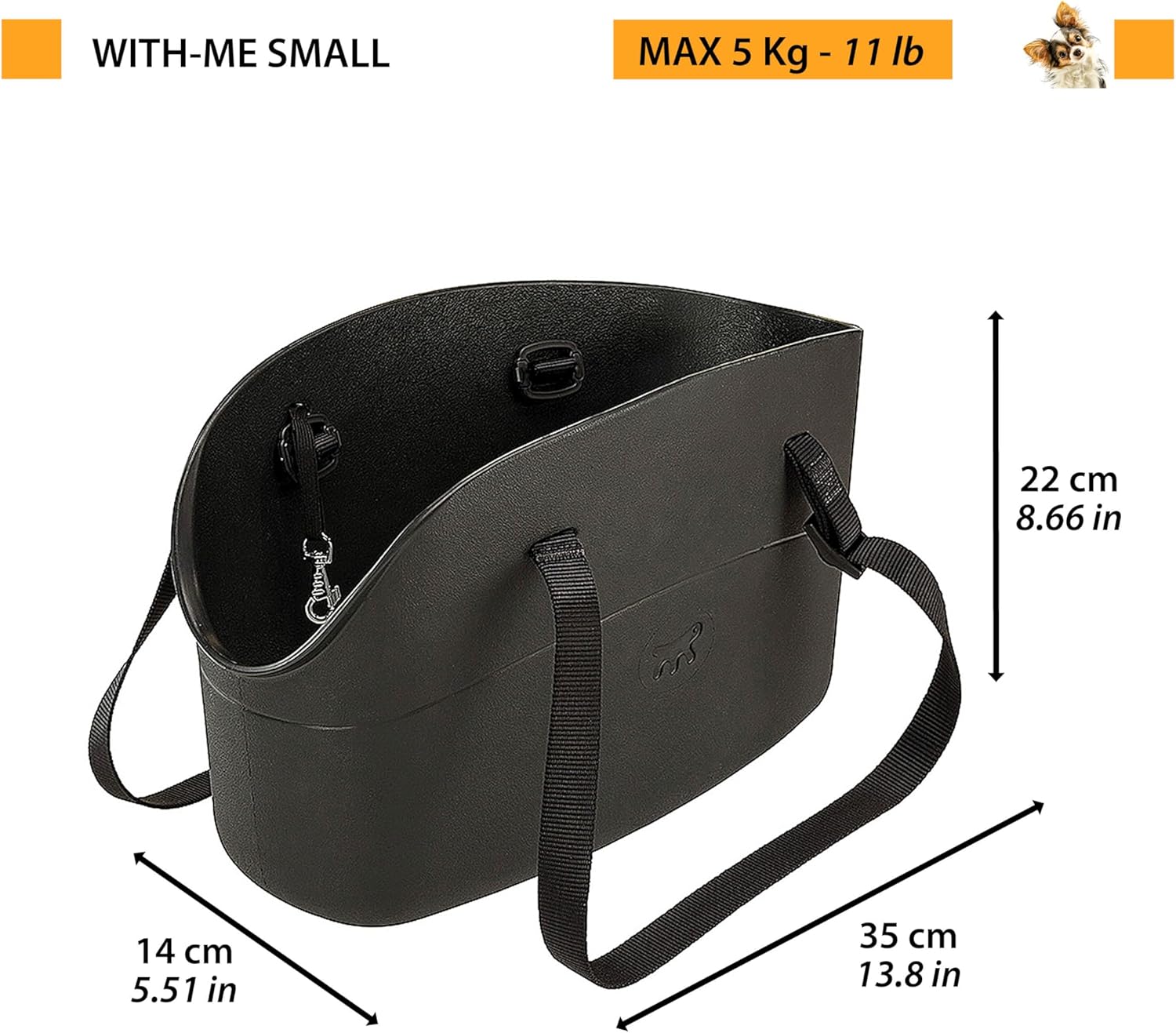Detalle de Ferplast Borsa per cani fino a 5 kg in plastica gommata: impermeabile e lavabile, manici regolabili, 35 x 14 x h 22 cm