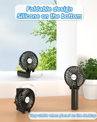 Thumbnail 6 de iEGrow Handventilator Tragbarer Mini Ventilator – USB aufladbar, 3 Geschwindigkeiten, 2–9 Stunden Betrieb