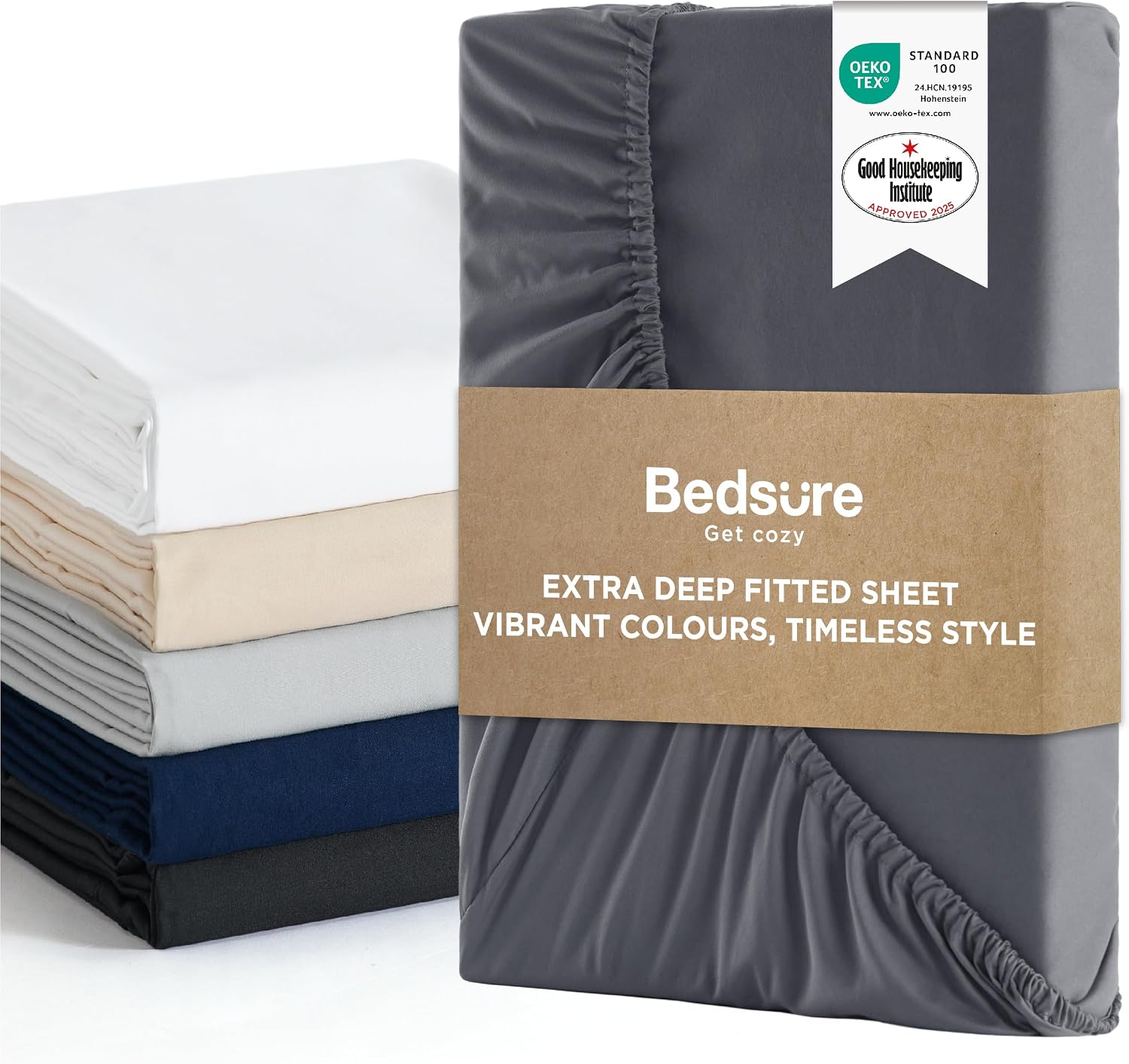 Detalle de Bedsure Double Fitted Sheet 16-inch deep pocket