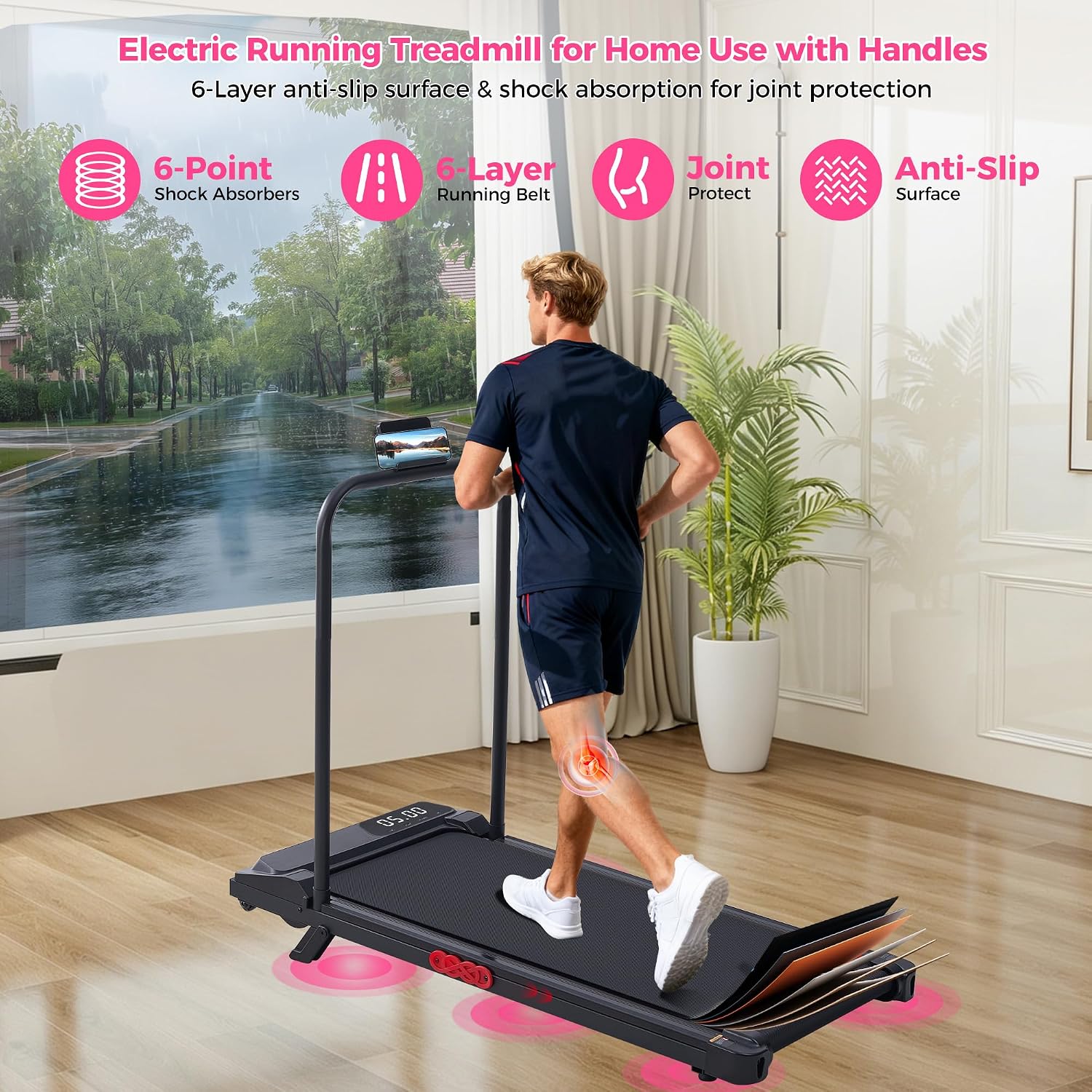 Detalle 1 de Wildroot Organic V300-VM2 Mini Walking Pad Treadmill, 3.0 HP, LED Display