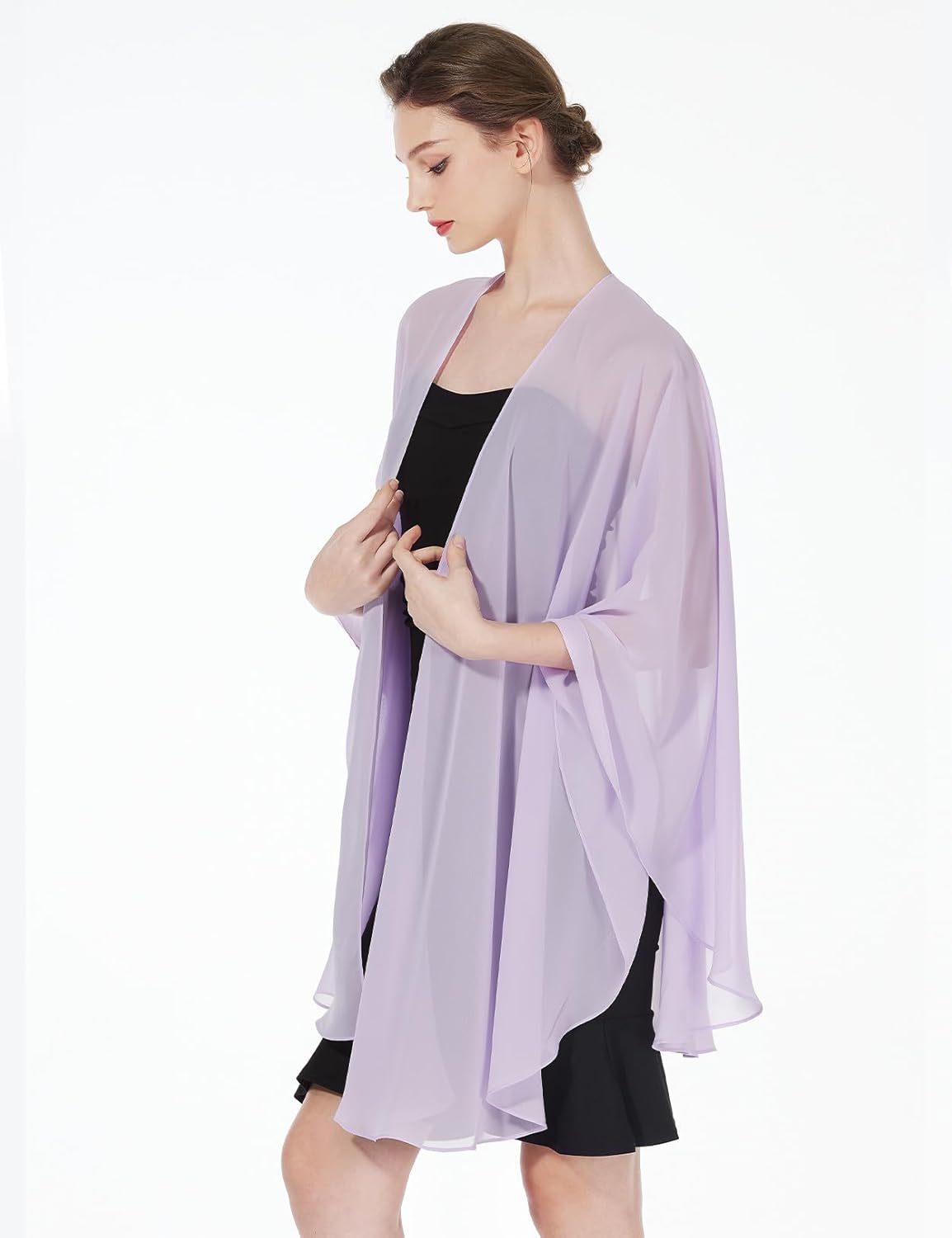 Thumbnail 1 de BEAUTELICATE Women Chiffon Shawl Wrap: Oversized Cape for Summer Weddings