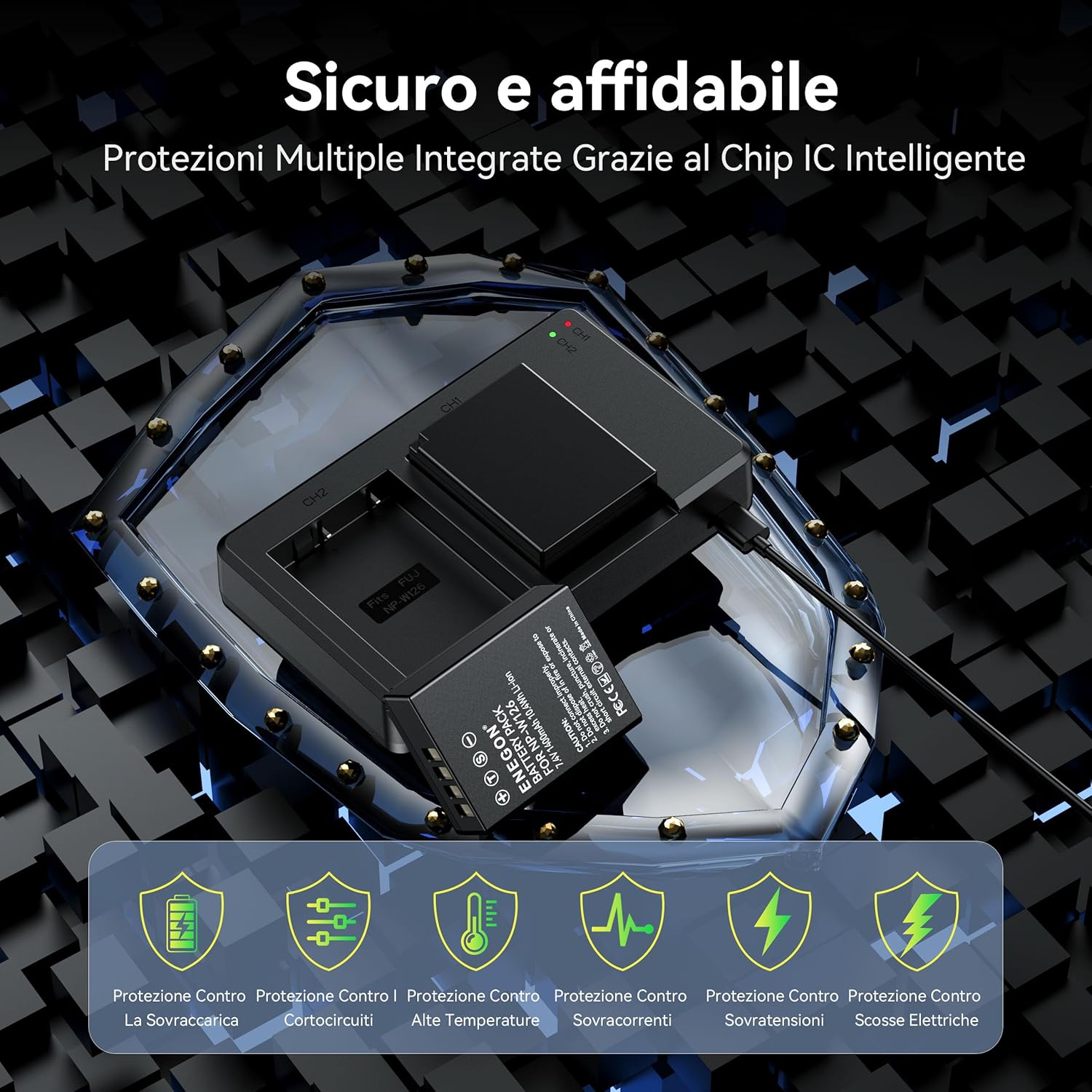 Thumbnail 6 de ENEGON NP-W126S / W126: 2 batterie + caricatore dual USB per fotocamere Fujifilm compatibili