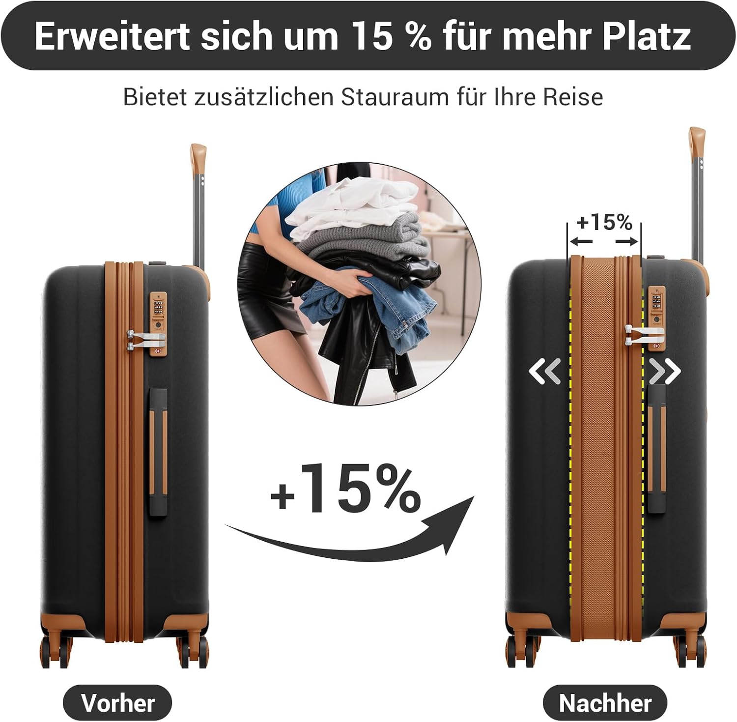 Thumbnail 4 de Kono 24" PP Suitcase with Expansion, TSA Lock and Cup Holder
