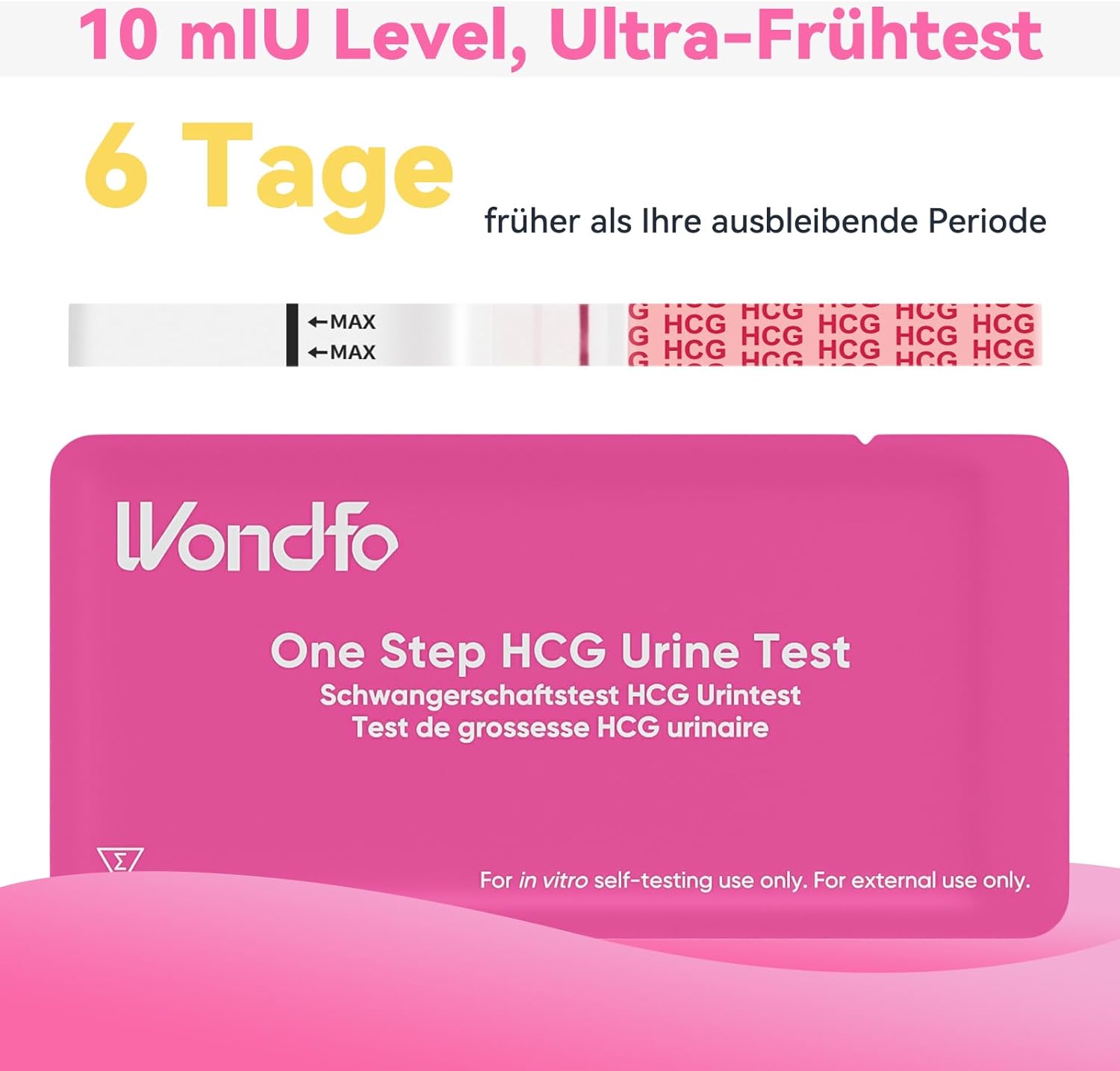 Thumbnail 1 de Wondfo Ultra-Frühschwangerschaftstest 20er-Pack (10 mIU/ml) – Schwangerschaftstest zum frühen Nachweis