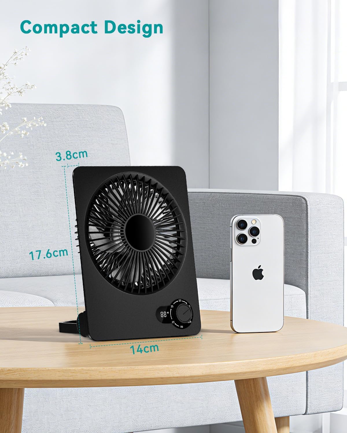 Thumbnail 4 de Wudyfei Desk Fan 4000mAh: Ultra‑Silent, 100 Speeds and 180° Tilt – A practical portable cooling companion