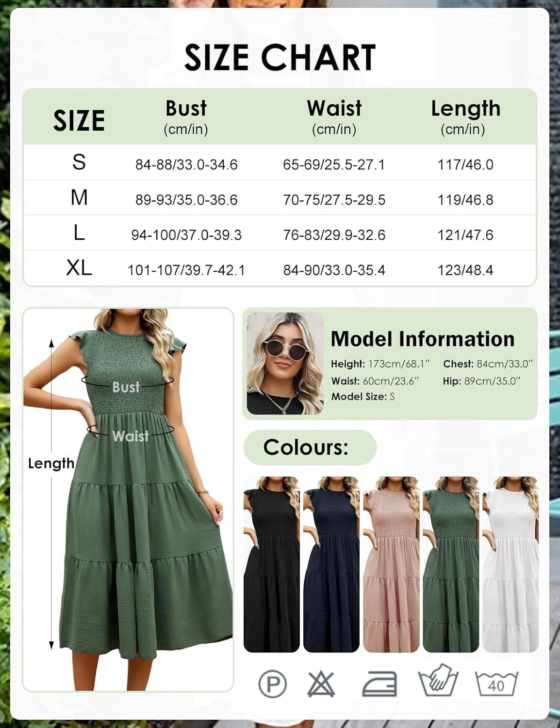 Detalle 2 de CMTOP Sommerkleid Damen Maxikleid für Sommer