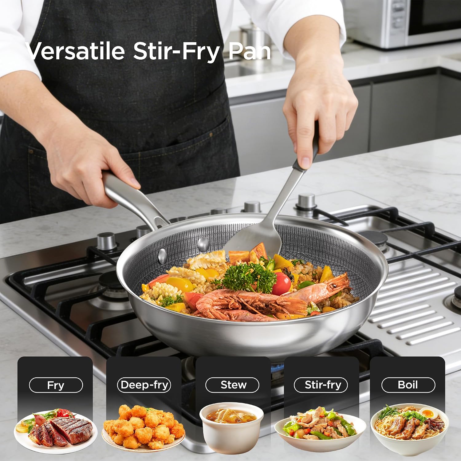 Detalle 2 de COOKER KING 12-Inch Hybrid Wok Pan