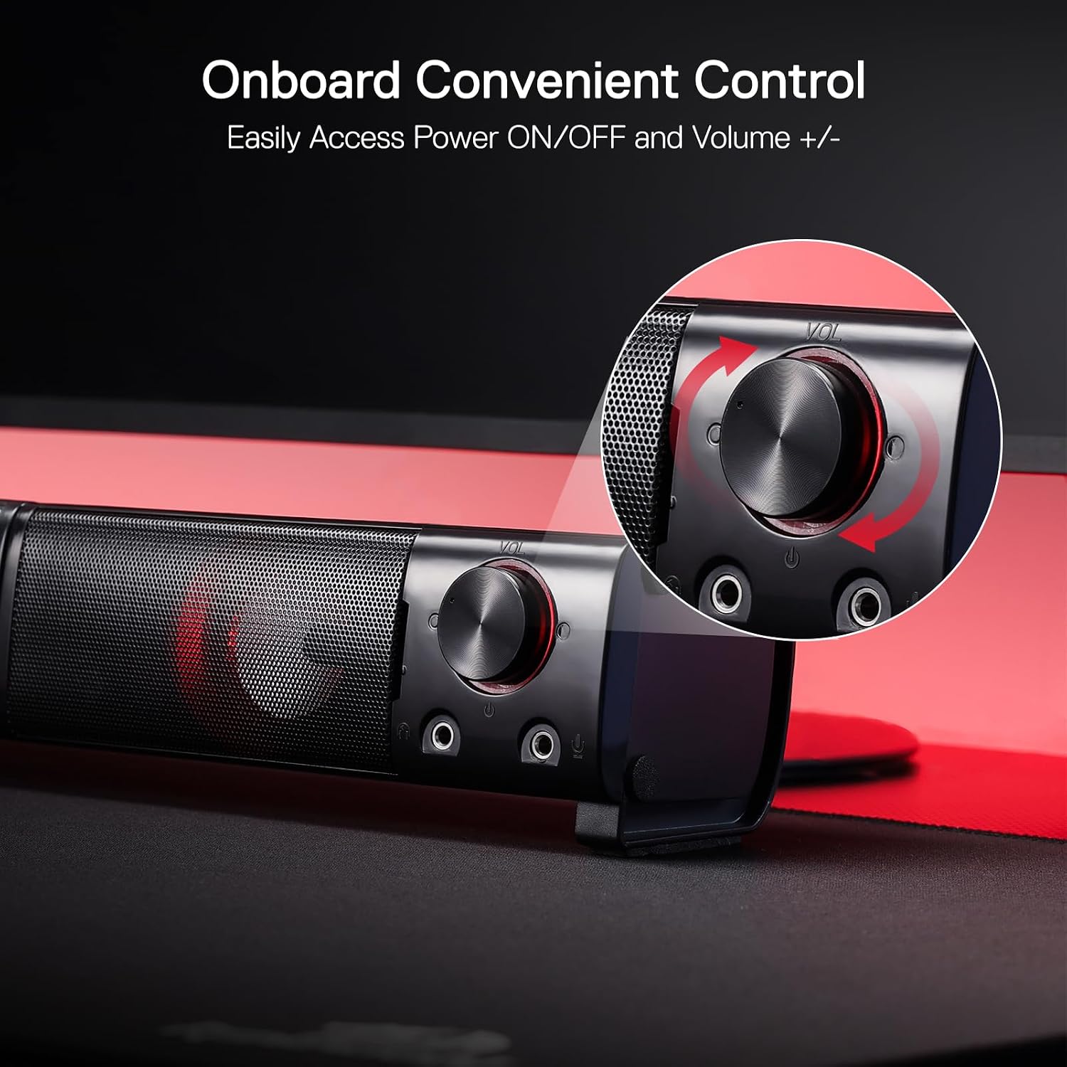 Thumbnail 3 de Redragon GS550 Orpheus 2.0 Channel PC Gaming Sound Bar Speakers (USB powered, 3.5mm, red backlit)