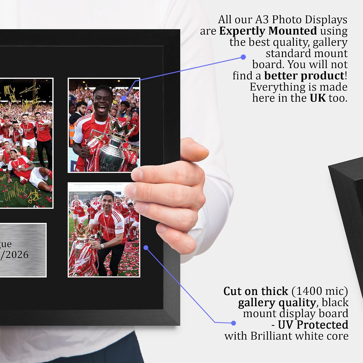 Detalle de HWC Trading Arsenal Premier League Champions 25/26 Signed A3 Framed Print