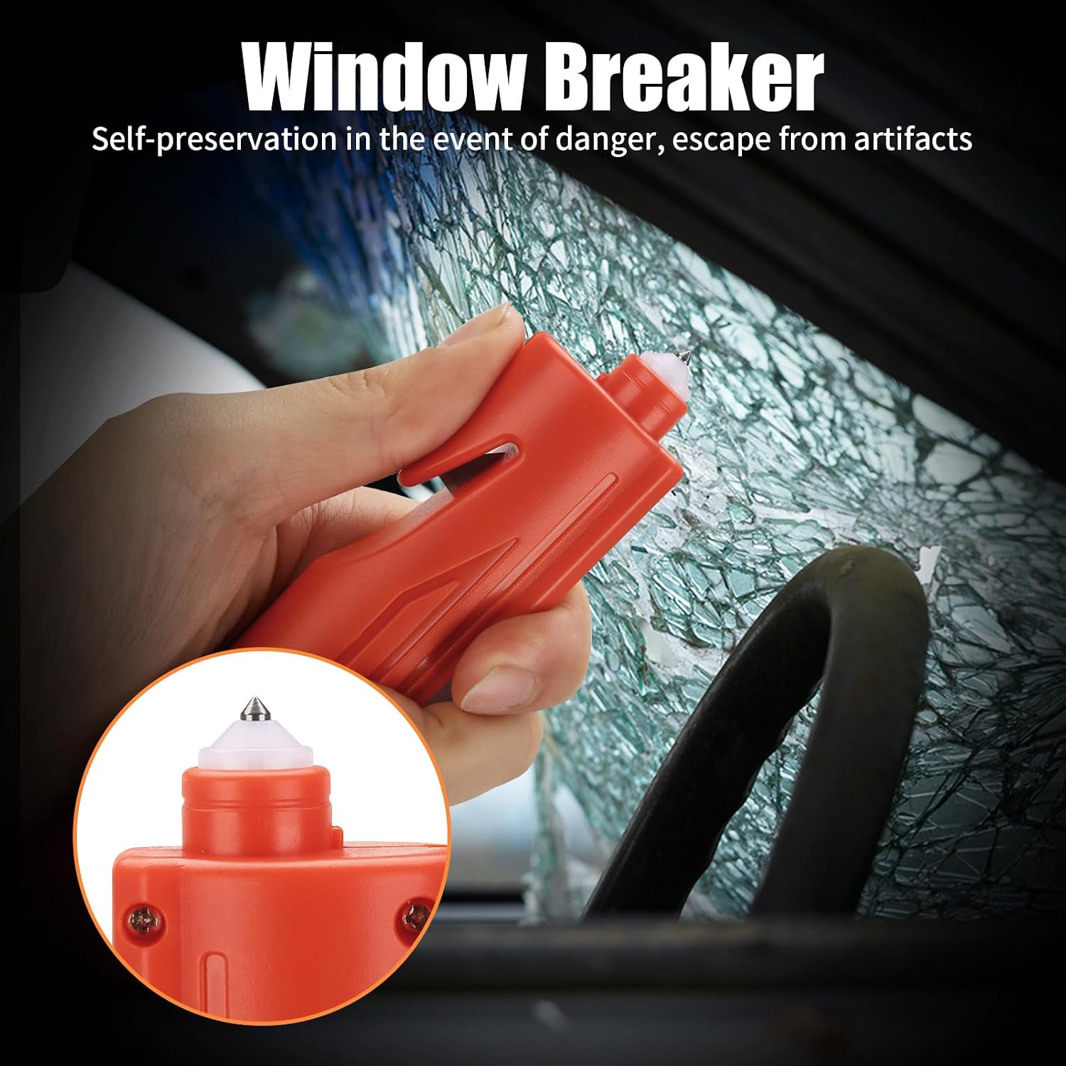Detalle de KnLnny Ware Strumento 5in1 Evacuazione Auto: rompivetro, tagliacinture, luce emergenza e magnete