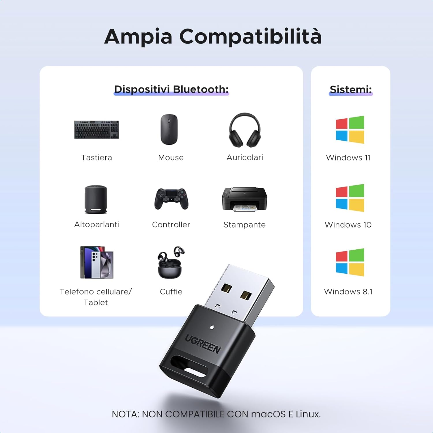 Detalle 2 de UGREEN USB Bluetooth 5.4 per PC