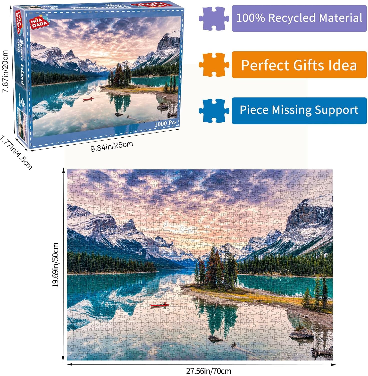 Thumbnail 2 de Spirit Island 1000 Piece Jigsaw Puzzle for Adults – Maligne Lake, Jasper National Park