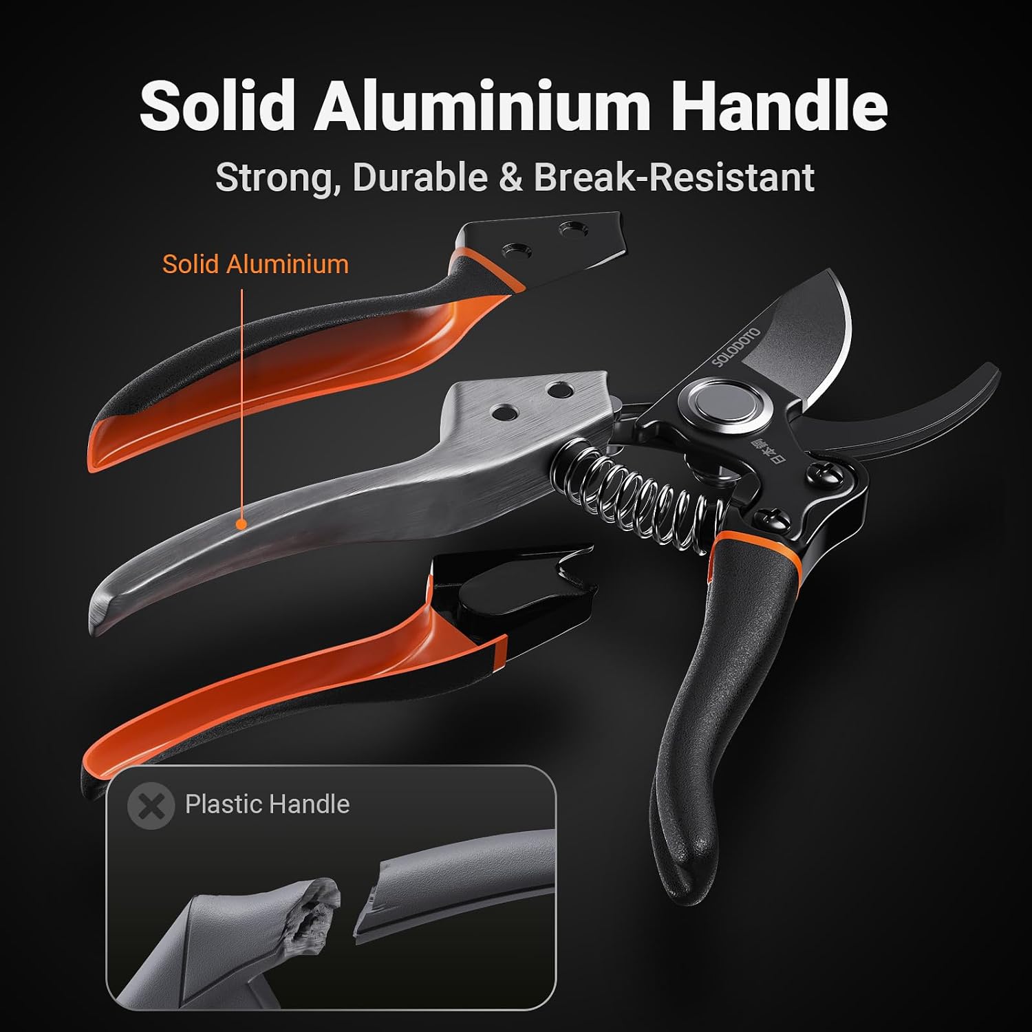 Detalle de SOLODOTO Bypass Garden Secateurs with Japanese SK5 Blade