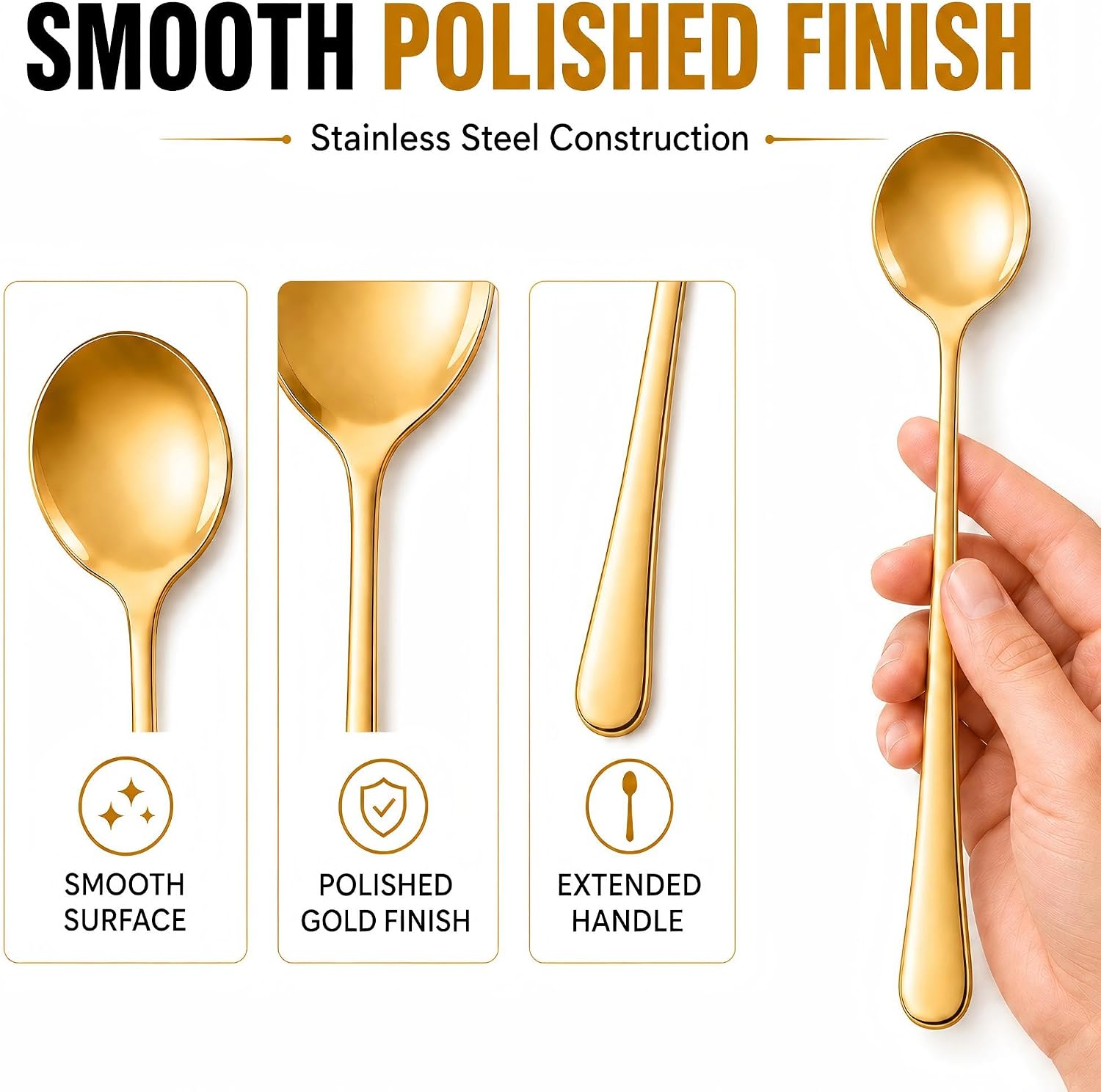 Detalle 1 de Long-Handle Coffee Spoons, 7.28-Inch