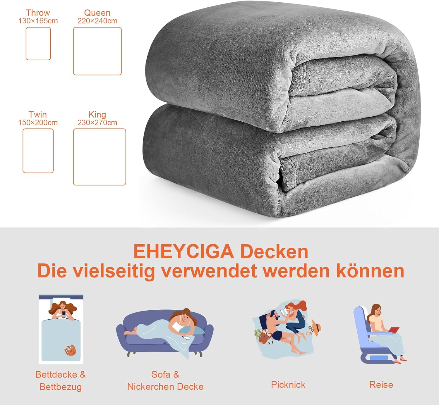 Thumbnail 4 de EHEYCIGA Fleece Blanket 150x200cm