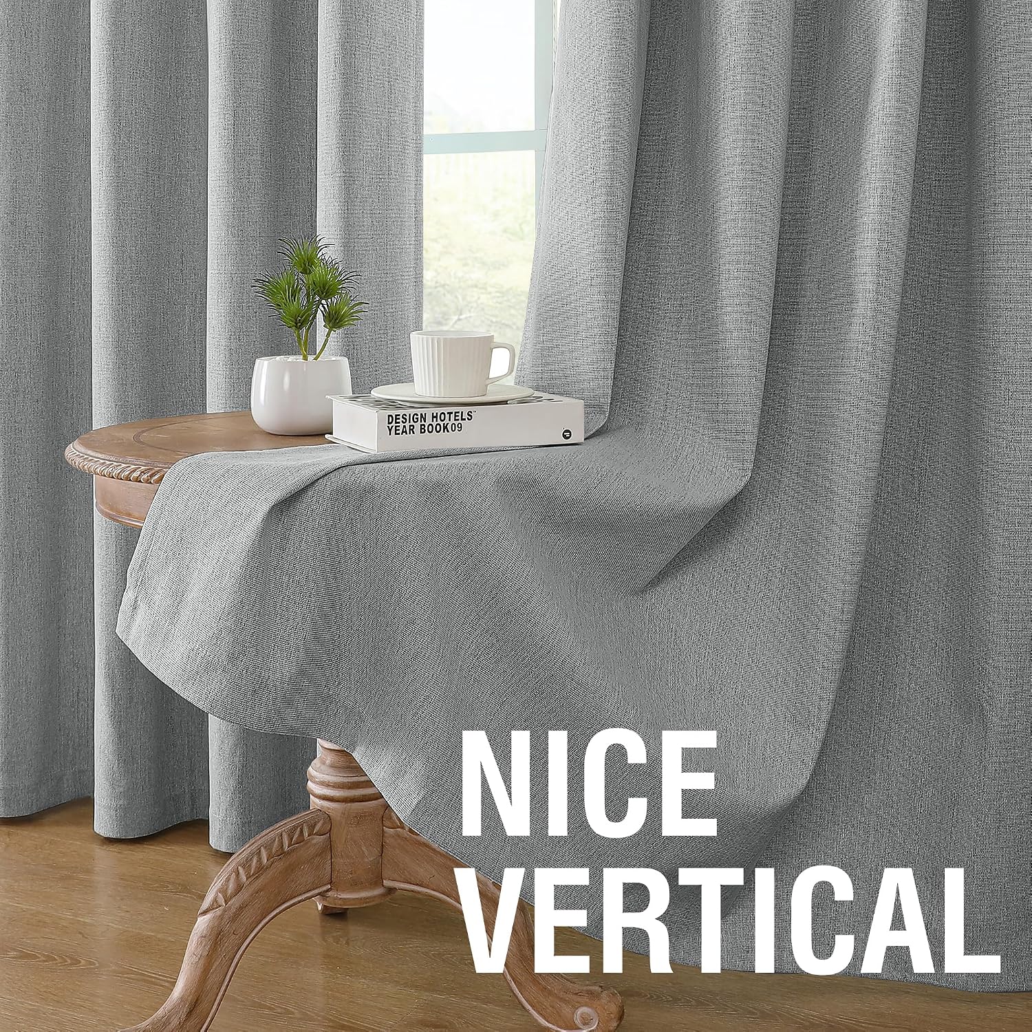 Thumbnail 5 de H.VERSAILTEX 2 Chenille Linen-Look Blackout Curtains, Heather Dove Gray