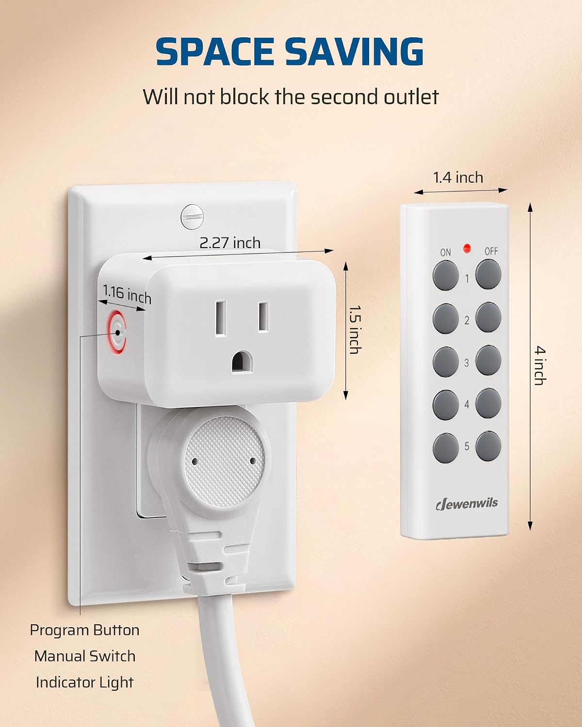 Thumbnail 6 de DEWENWILS HRS205M Wireless Outlet Switch, 100 ft Range, 2 Remotes and 5 Outlets
