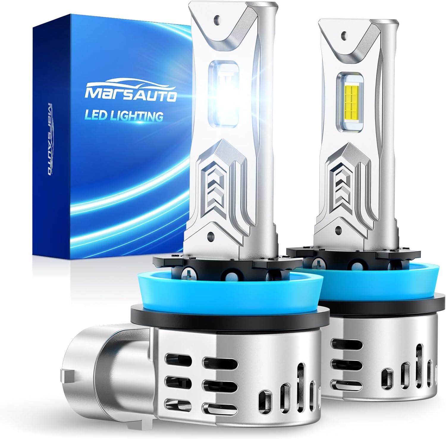 Detalle de Marsauto H11/H9/H8 Fog Bulbs — 60000LM, 6500K White, 360° Adjustable, Plug N Play, 80000+ Hours, IP68