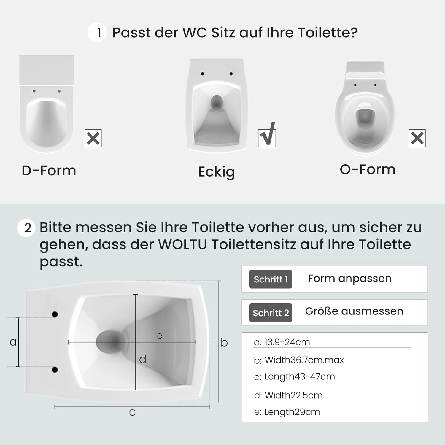 Thumbnail 3 de WOLTU Toilettendeckel WC-Sitz mit Absenkautomatik, Fast Fix & Duroplast – eckig, weiß