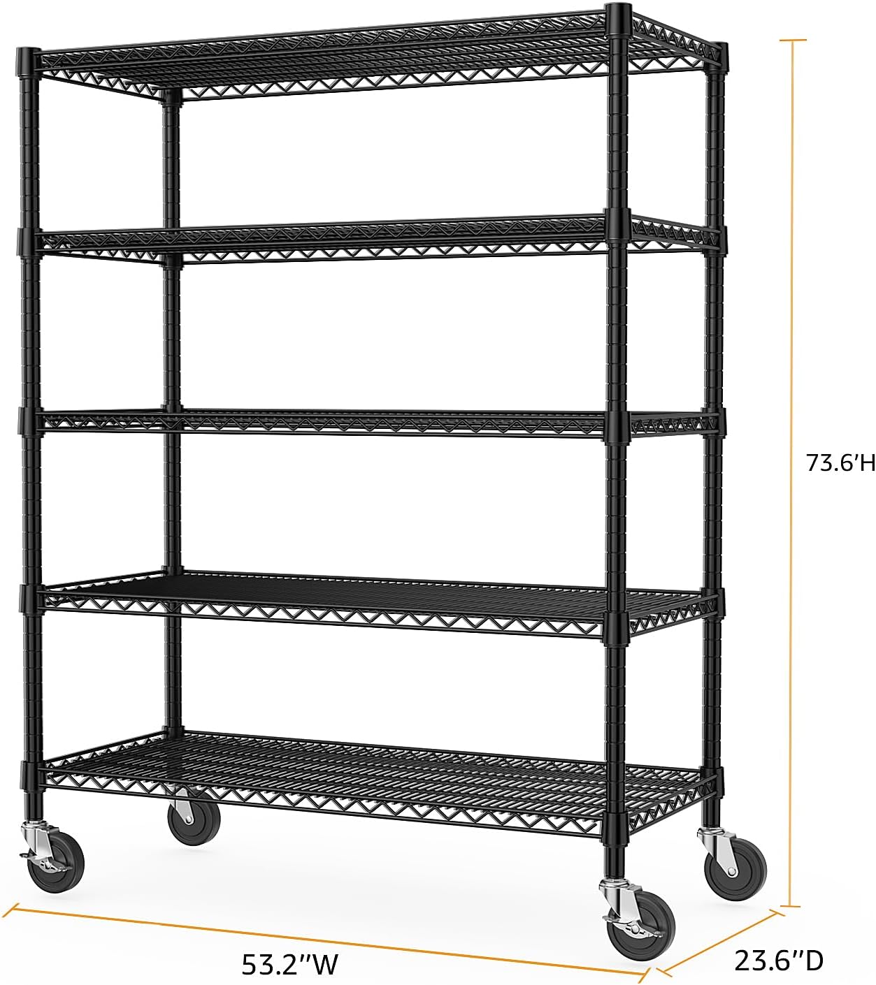 Detalle de M MZG A60135180BKI502-AU 5-Tier Metal Shelving Unit, 53.2-Inch Wide