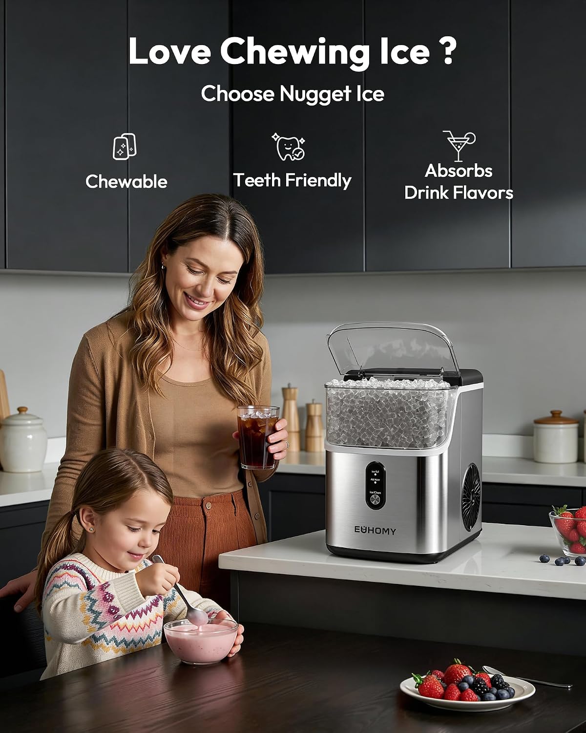Thumbnail 3 de EUHOMY Nugget Ice Maker Countertop: Soft, Chewable Pebble Ice in Minutes