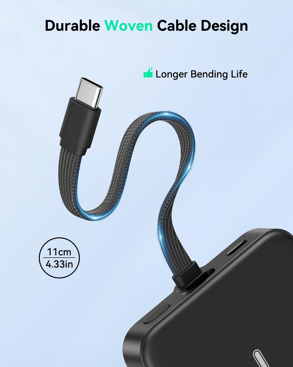 Detalle de GREPRO Magnetic Power Bank 10000mAh with 22.5W USB-C Cable — MagSafe compatible