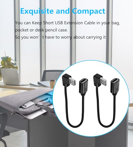 Detalle de LANMINGLEL Cavo di prolunga USB 2.0 90° maschio–femmina, 0,3 m, 2 pezzi (sinistra e destra)