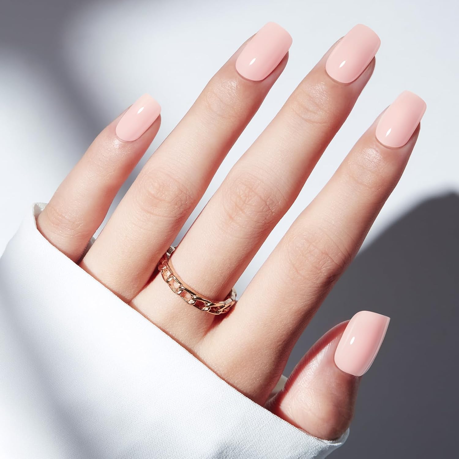 Detalle de Modelones Baby Pink Press on Nails: 32-Piece Summer Short Square Reusable Nail Kit