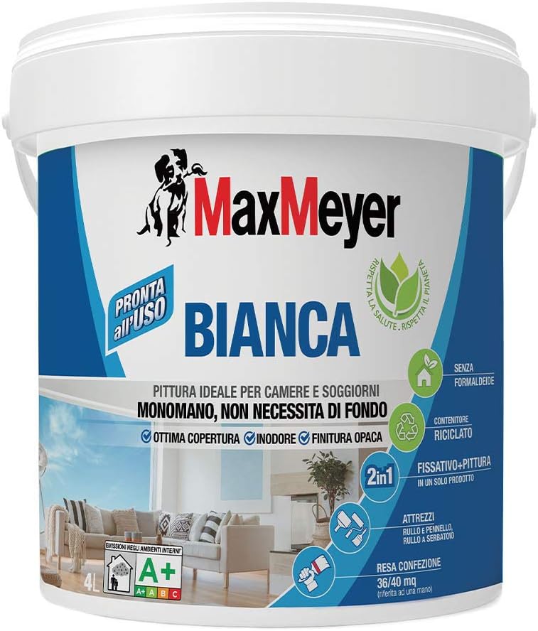 Thumbnail 5 de MAXMEYER Bianca Monomano BMB – Pittura 2 in 1 fissativo e pittura, 0,75 L, Bianco opaco